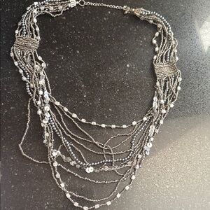 Macy's Multi-Strand Silver-Tone crocheted Beaded Necklace new in box
